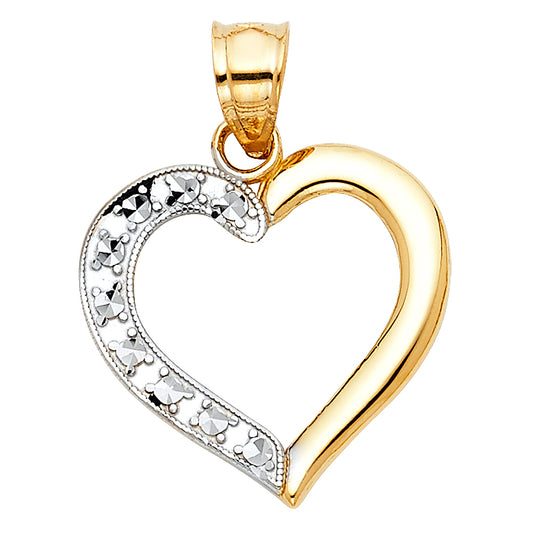 14k Two-Color Gold True Love Forever Unity Heart Pendant Stylish Dazzling Charm