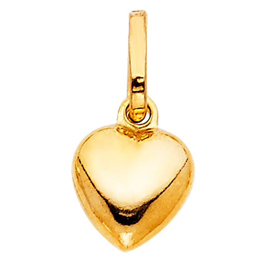 14k Yellow Gold Puffed Heart Pendant Pretty Chic Love Fashion Polished Charm