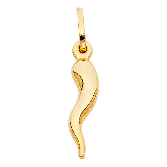 14k Yellow Gold Cornicello Italian Horn Pendant Cute Cornetto Little Horn Charm