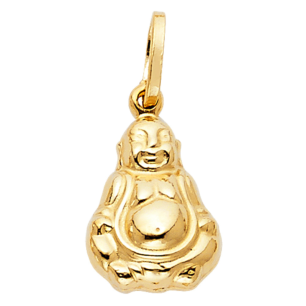 14k Yellow Gold Buddhism Religion Buddha Medal Pendant Wisdom Knowledge Charm