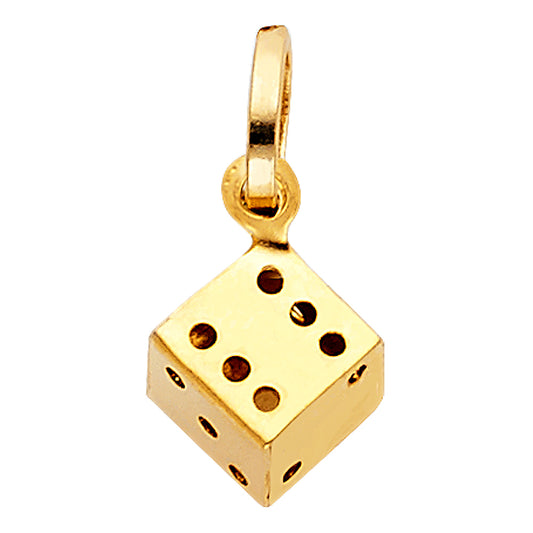 14k Yellow Gold Lucky Dice Die Pendant Good Luck Gambler Craps Charm