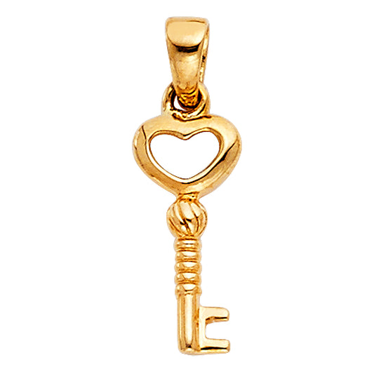 14k Yellow Gold Romantic Gift Key to My Heart Pendant Charm
