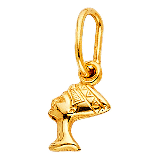 14k Yellow Gold Egyptian Pharaoh Queen Nefertiti Pendant Ancient Egypt Charm