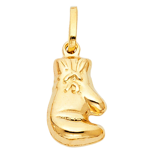 14k Yellow Gold Traditional Punching Glove Boxing Glove Pendant Mitt Charm