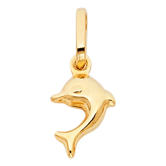 14k Yellow Gold Peace Harmony Playful Dolphin Pendant Fertility Beach Charm
