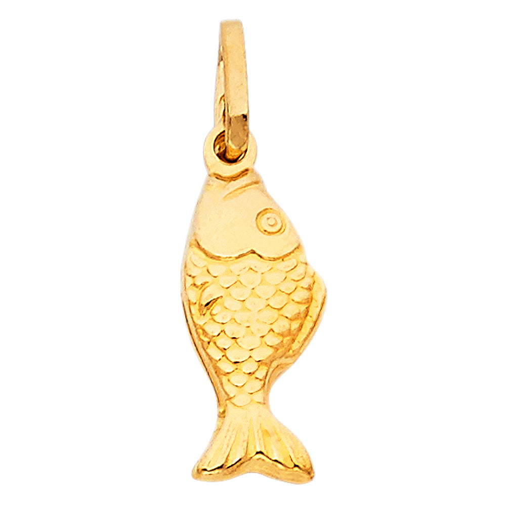 14k Yellow Gold Good Fortune Koi Fish Pendant Chinese Japanese Abundance Charm