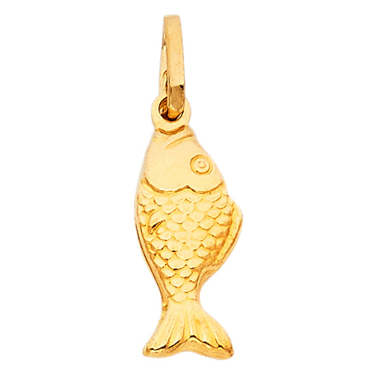 14k Yellow Gold Good Fortune Koi Fish Pendant Chinese Japanese Abundance Charm
