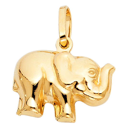 14k Yellow Gold Prosperity Elephant Pendant Wisdom Vintage Fashion Charm