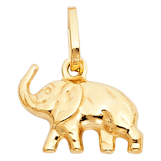 14k Yellow Gold Good Luck Elephant Vintage Pendant Cute Fashion Charm