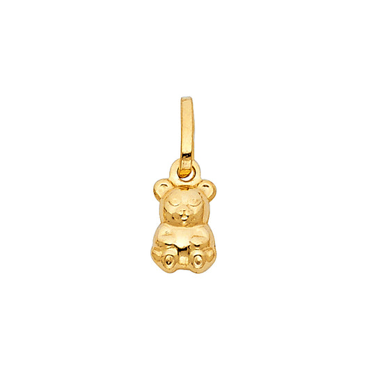 14k Yellow Gold Teddy Bear Friendship Gift Panda Bear Pendant Cute Charm