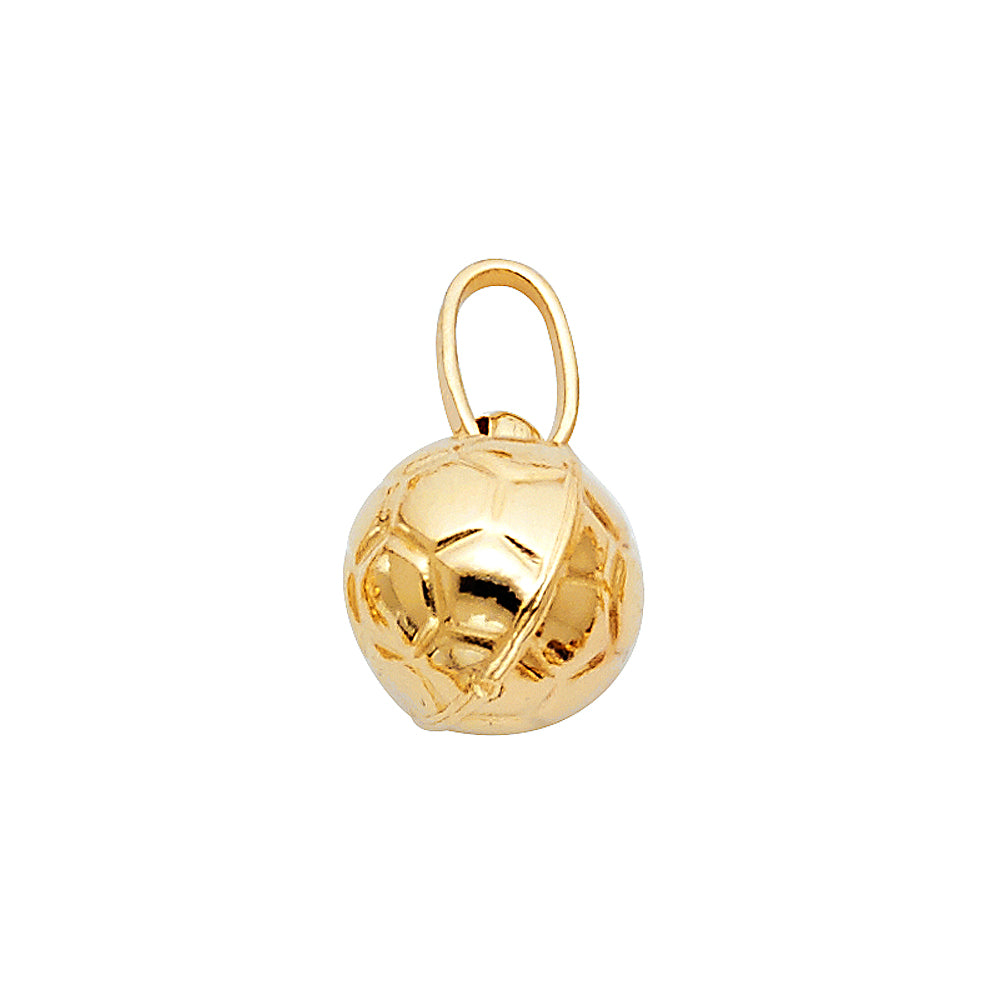 14k Yellow Gold Players 3D Soccer Ball Pendant Football Charm