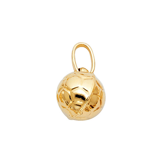 14k Yellow Gold Players 3D Soccer Ball Pendant Football Charm