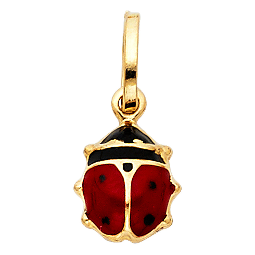 14k Yellow Gold Beautiful Enamel Finish Colorful Ladybug Pendant Lady Bug Charm