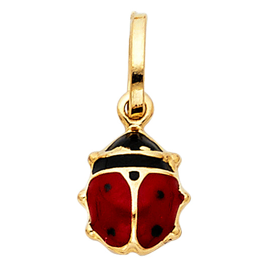 14k Yellow Gold Beautiful Enamel Finish Colorful Ladybug Pendant Lady Bug Charm