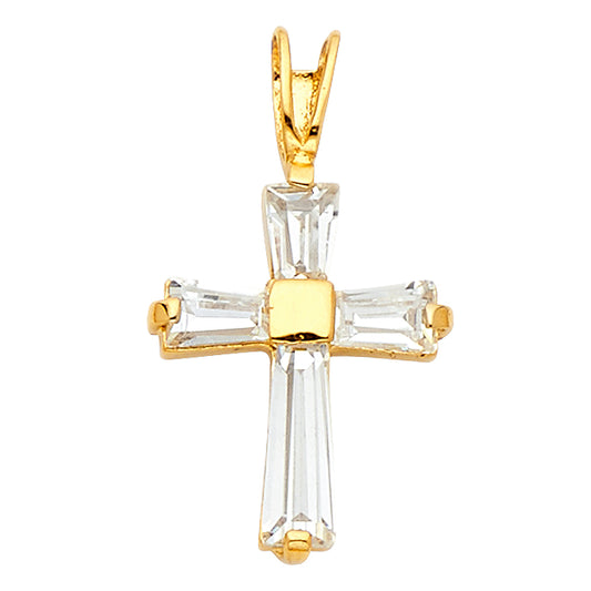 14k Yellow Gold Christian Gift Modern Latin Cross Pendant Symbol Faith Charm