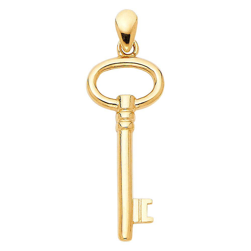 14k Yellow Gold I Love You Skeleton Key to My Heart Pendant Vintage Charm