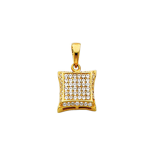 14k Yellow Gold Good Nights Rest Sparkling Pillow Pendant Unique Clear CZ Charm