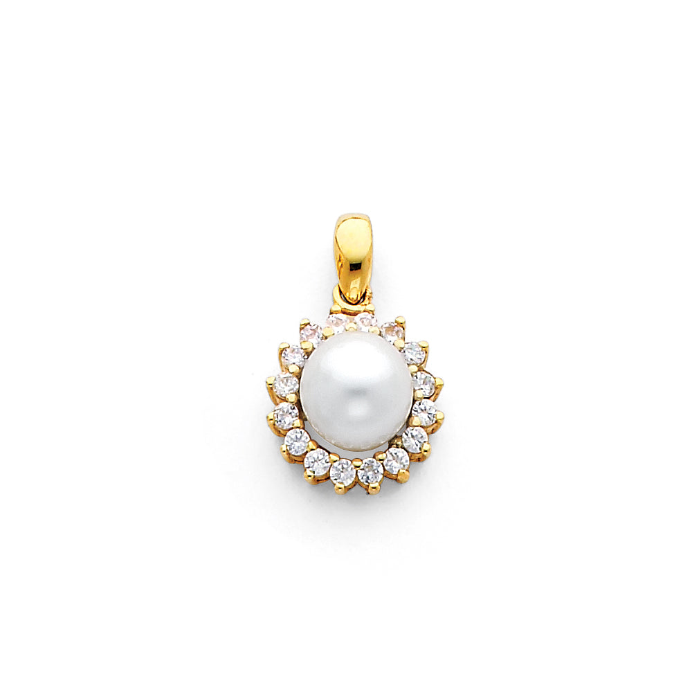14k Yellow Gold Elegant Burst Halo Pendant Sphere Ball Charm