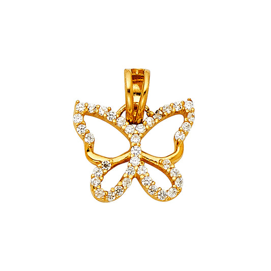 14k Yellow Gold Playful Monarch Butterfly Pendant Gentle Birthday Present Charm