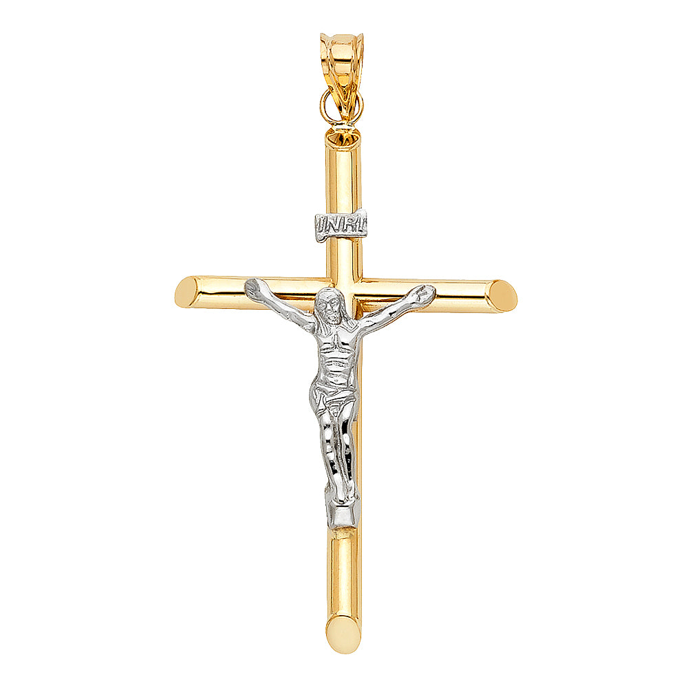 14k Two-Color Gold Crucifix Cross Holy Christian Faith Christ CrucifixPendant