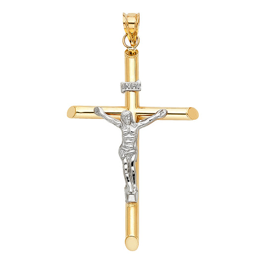 14k Two-Color Gold Crucifix Cross Holy Christian Faith Christ CrucifixPendant