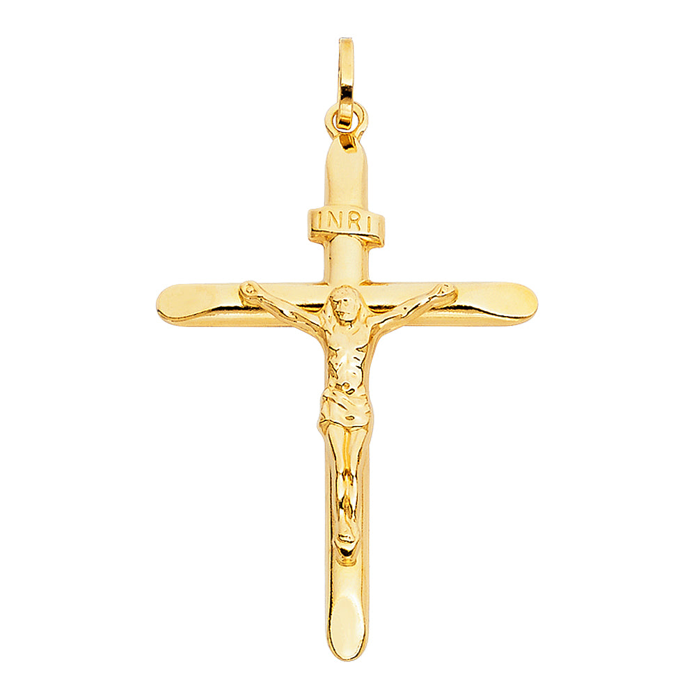 14k Yellow Gold Jesus Christ Crucifix Cross Christian Catholic Faith Pendant