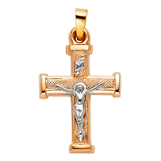 14k Yellow Gold Precision-Cut Orthodox Crucifix Cross Pendant Prophet King Charm