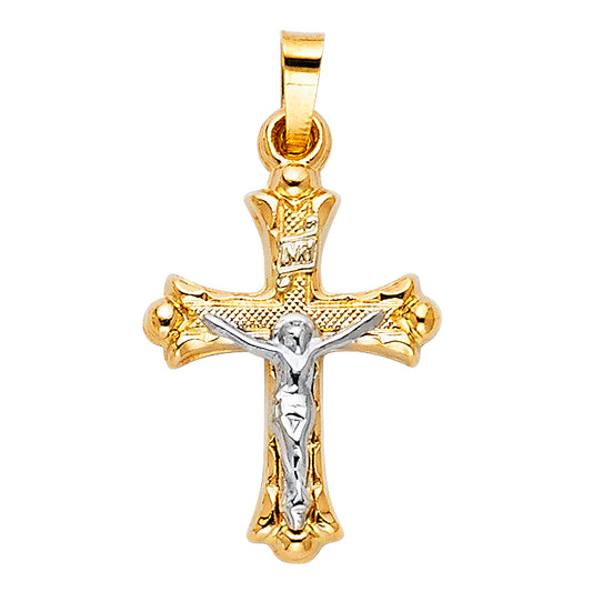 14k Yellow Gold Jesus Christ Crucified Crucifix Cross of Golgotha Pendant Charm