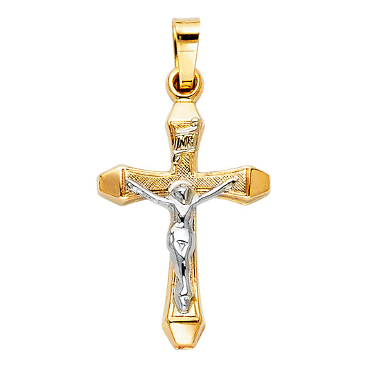 14k Yellow Gold Jesus Christ Precision-Cut Crucifix Cross Pendant Unisex Charm