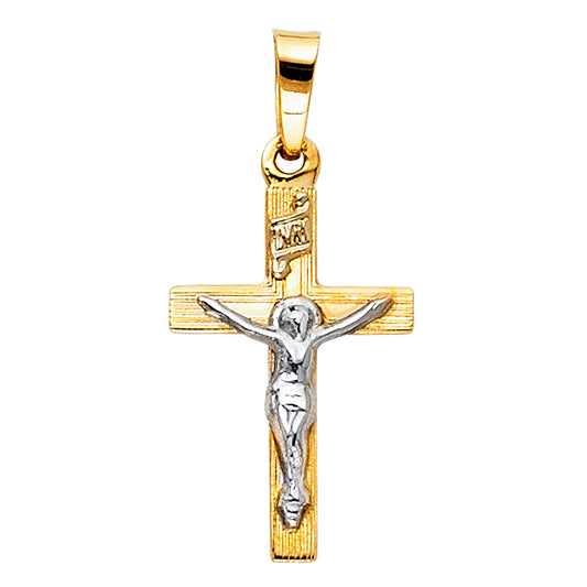 14k Yellow Gold Holy Father Our Savior Cross of Christ Crucifix Pendant Charm