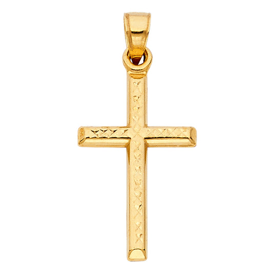 14k Yellow Gold Christian Precision-Cut Holy Cross Pendant Faith Bible Charm