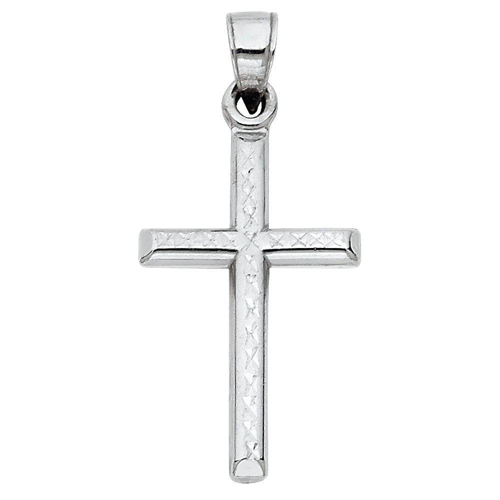 14k White Gold Christian Symbol of Faith Hope & Love Cross Christ Pendant Charm