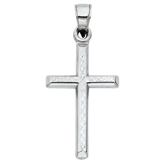 14k White Gold Christian Symbol of Faith Hope & Love Cross Christ Pendant Charm