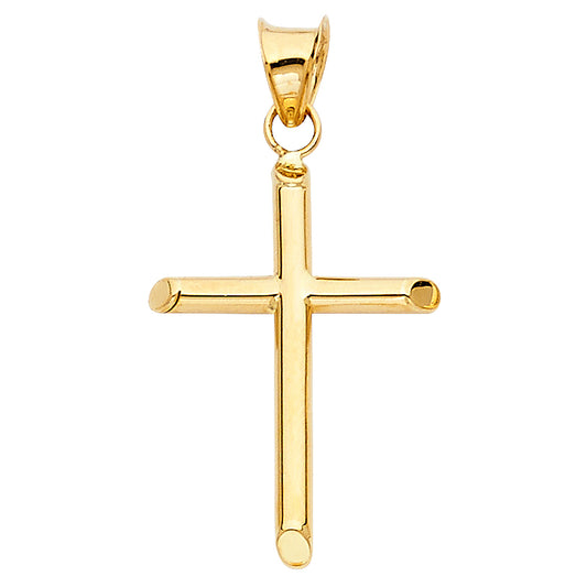 14k Yellow Gold Christian Believer Holy Cross of Christ Pendant Healing Charm
