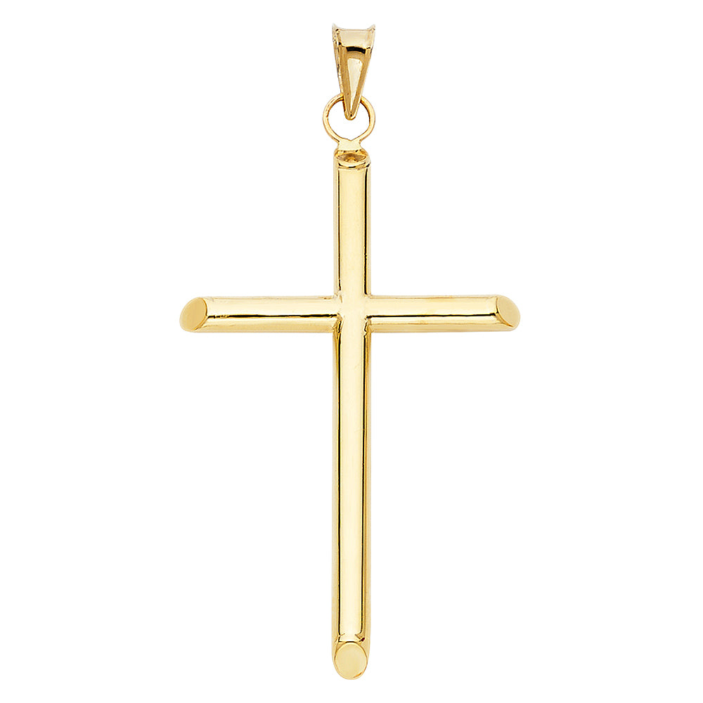 14k Yellow Gold Statement of Belief Christian Cross of Faith Pendant Holy Charm