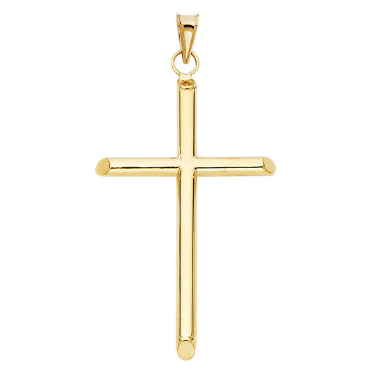 14k Yellow Gold Statement of Belief Christian Cross of Faith Pendant Holy Charm