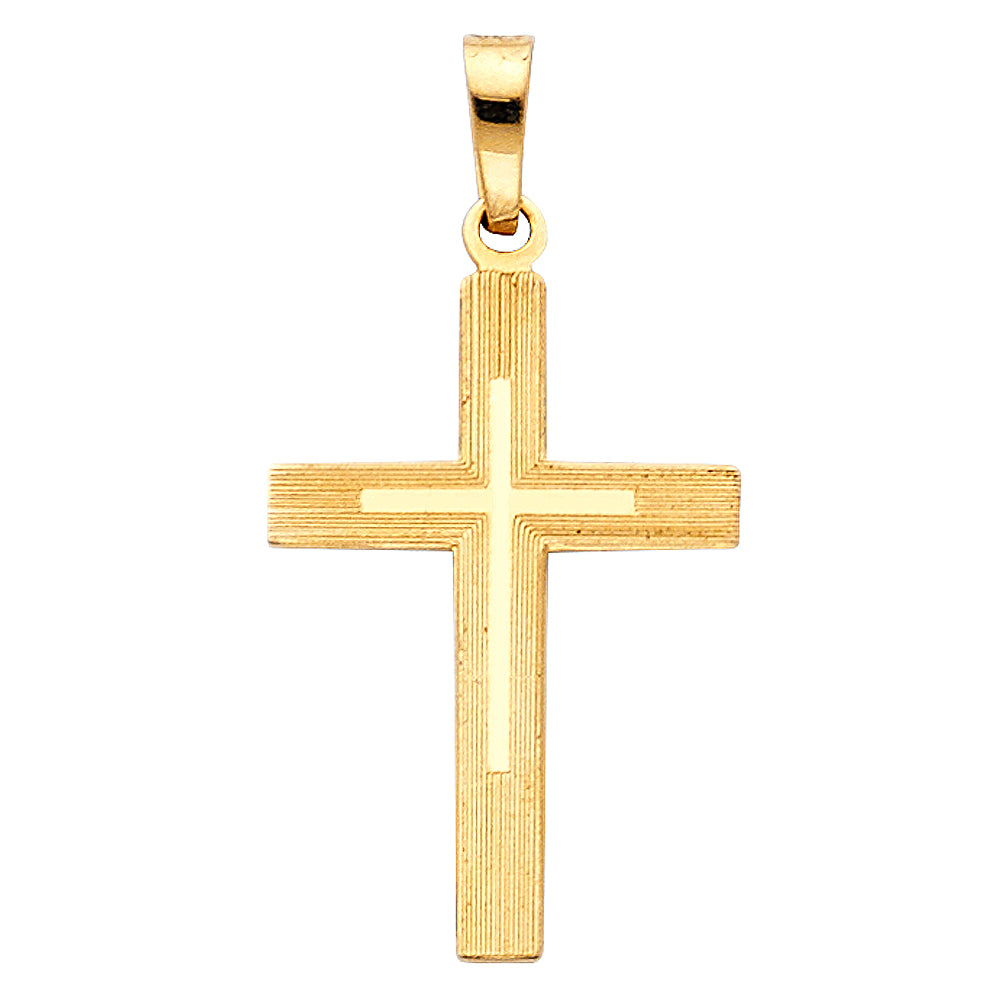 14k Yellow Gold Gospel of Christ Precision-Cut Polished Cross Pendant Joy Charm