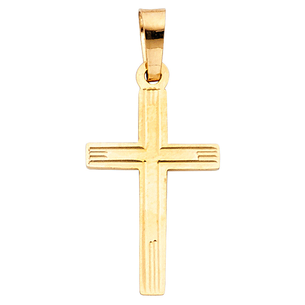 14k Yellow Gold High Polished Precision-Cut Christian Cross Pendant Charm