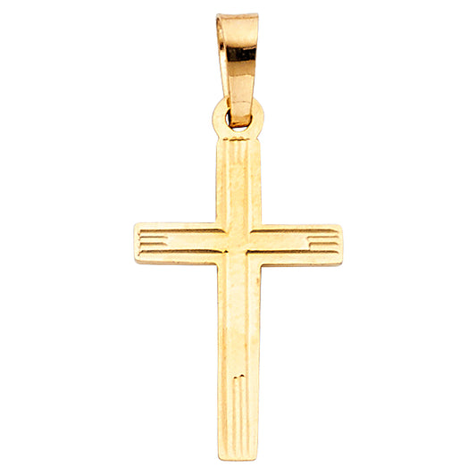 14k Yellow Gold High Polished Precision-Cut Christian Cross Pendant Charm