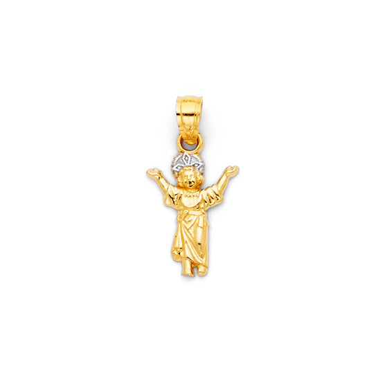 14k Two-Color Gold Jesus Christ Pendant Catholic Son of God Baby Child Charm