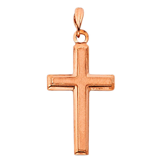 14k Rose Gold Primary Symbol of Faith Latin Cross Pendant Christian Charm