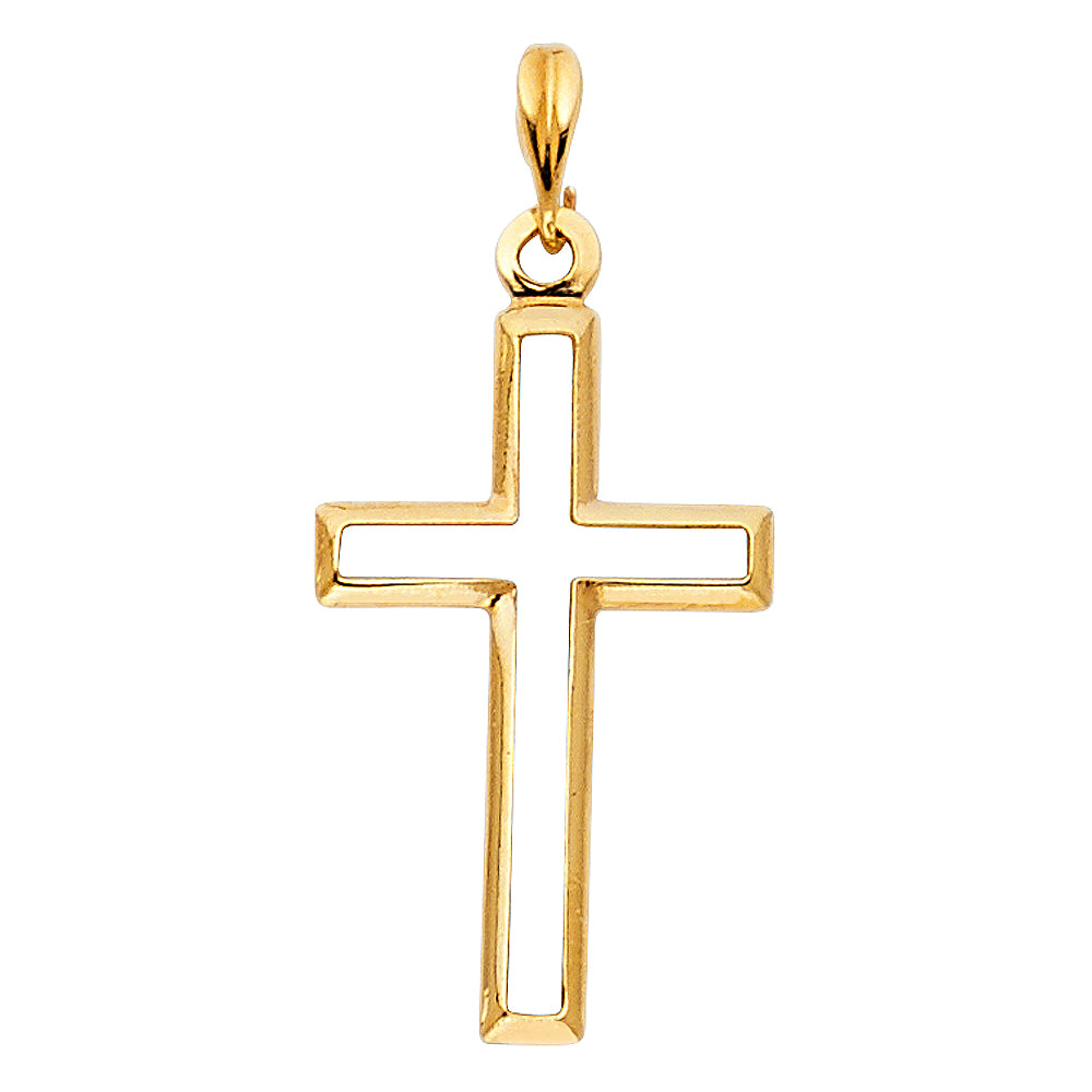 14k Yellow Gold Fashion Christian Faith Design Cross Pendant Jesus Christ Charm