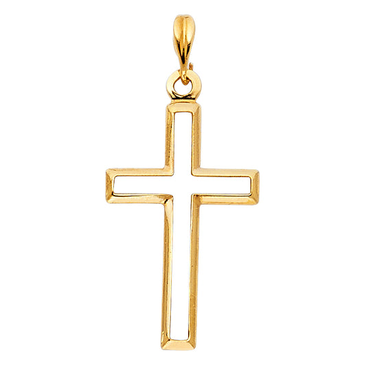 14k Yellow Gold Fashion Christian Faith Design Cross Pendant Jesus Christ Charm