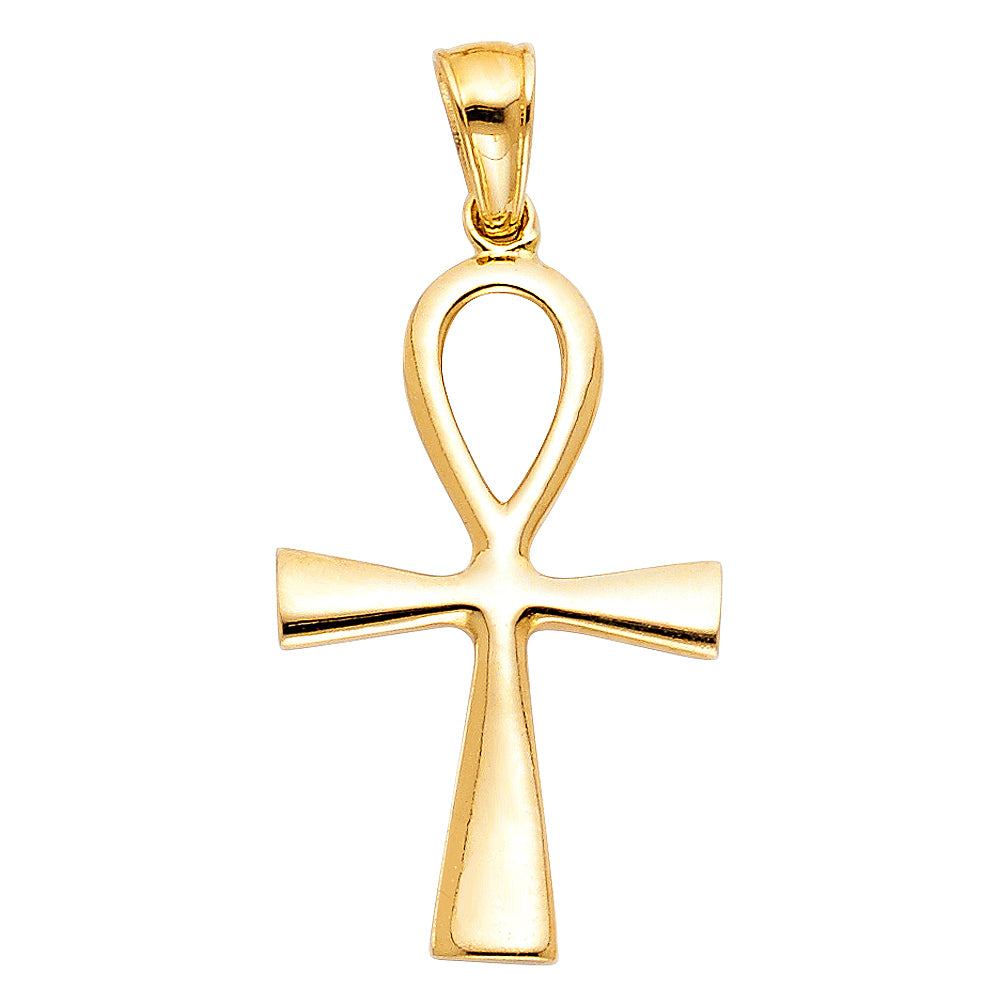 14k Yellow Gold Historical Cross Egyptian Ankh Cross Key of Life Pendant Charm