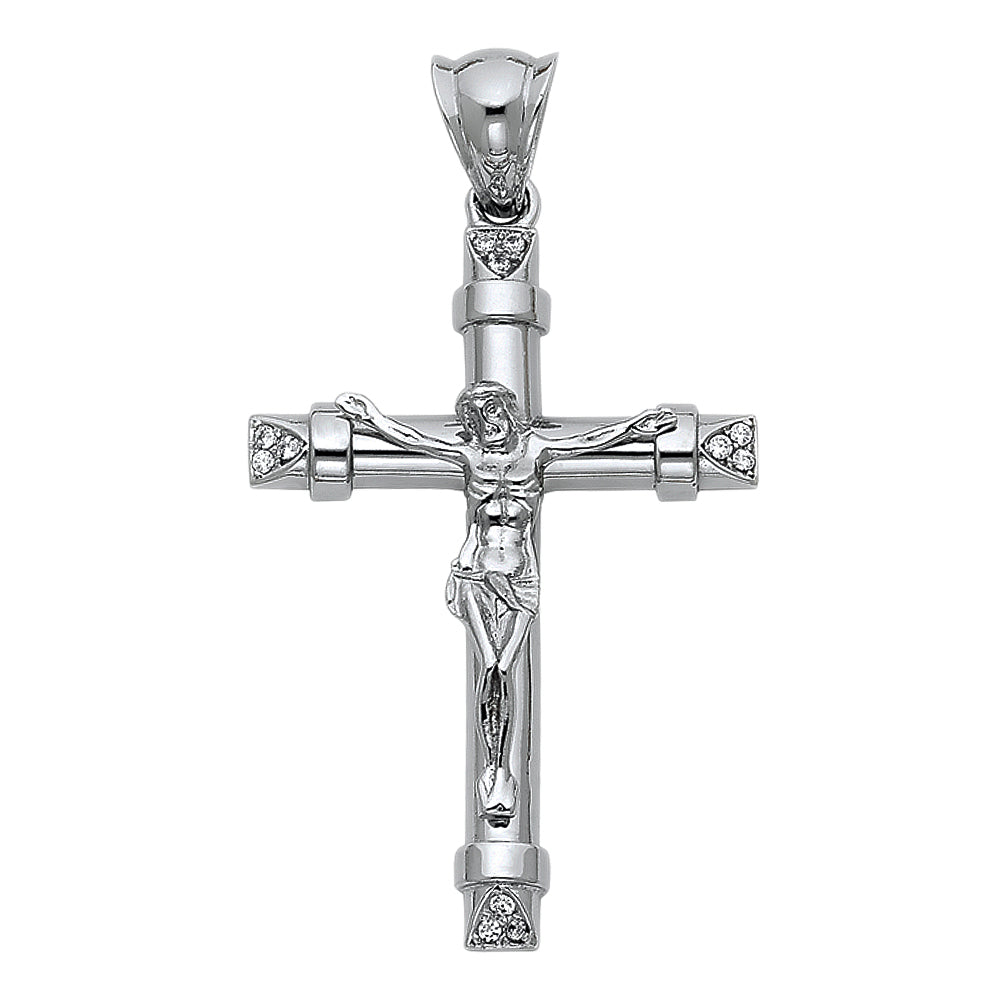 14k Yellow Gold Prince of Peace Cross Jesus Savior of Men Crucifix Pendant Charm