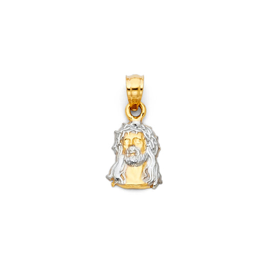 14k Two-Color Gold Jesus Pendant Crown of Thorns Catholic Christian God Charm