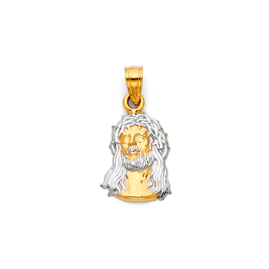 14k Two-Color Gold Jesus Christ Pendant High Polish Head Face Charm