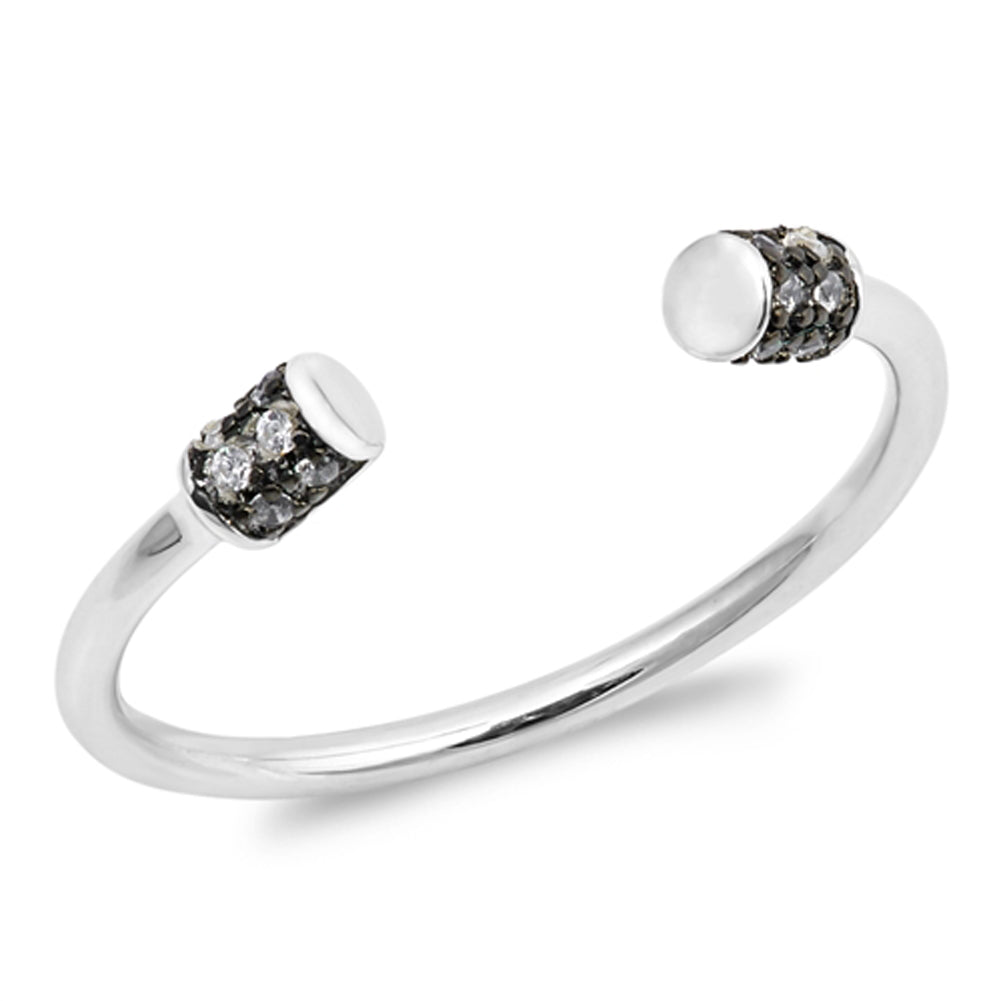 White CZ Open Fashion Unique Style Ring New .925 Sterling Silver Band Sizes 4-9