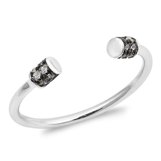 White CZ Open Fashion Unique Style Ring New .925 Sterling Silver Band Sizes 4-9