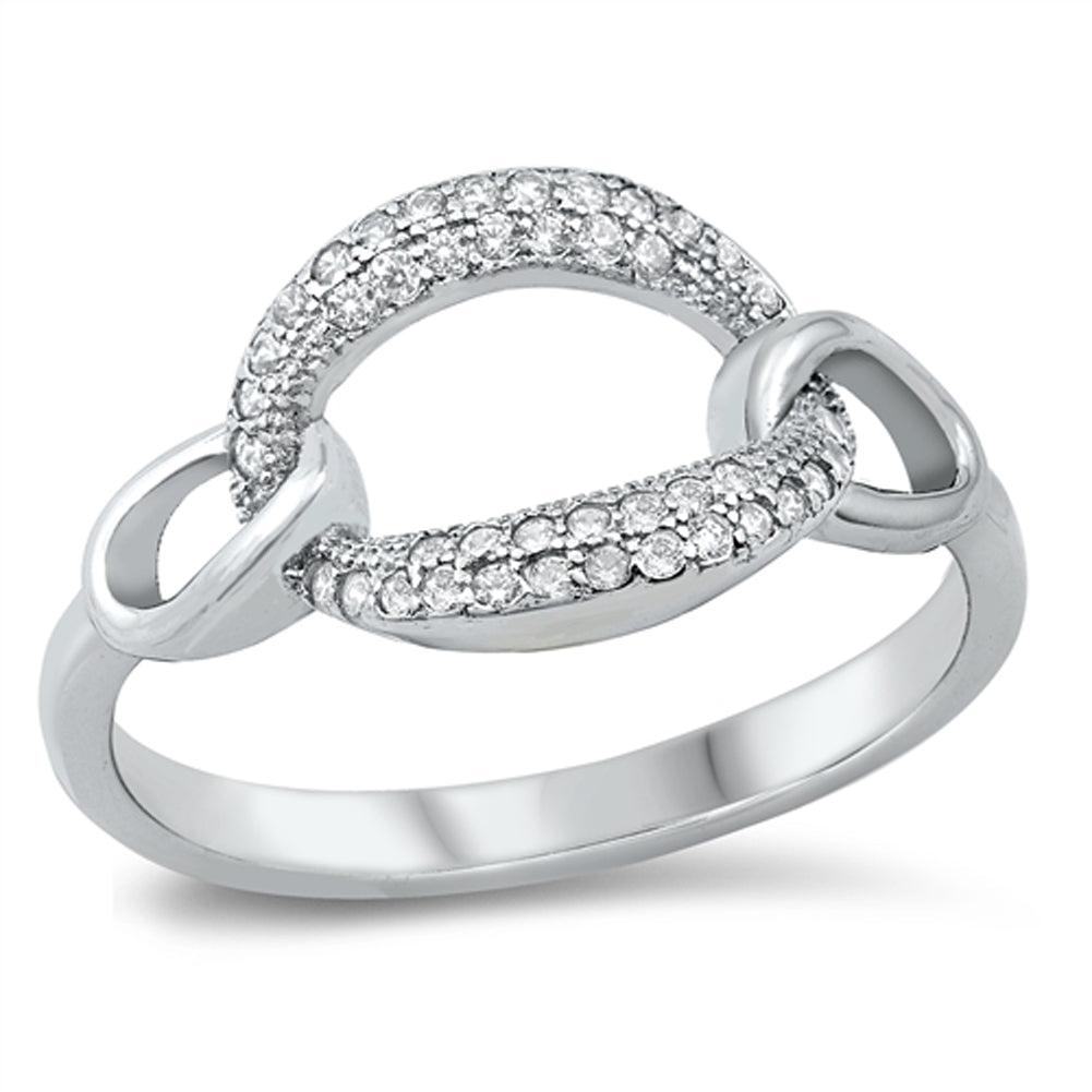 Clear CZ Classic Fashion Link Ring New .925 Sterling Silver Band Sizes ...